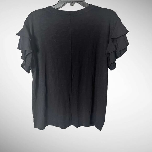 DG2 Diane Gilman Flutter Short Sleeve Black Top Size Small New with Tags - Picture 1 of 7